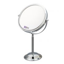 Stand mirror with 5X magnifier